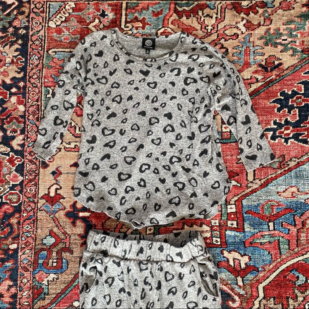 Bobeau Heart Cropped Loungewear Set Size S